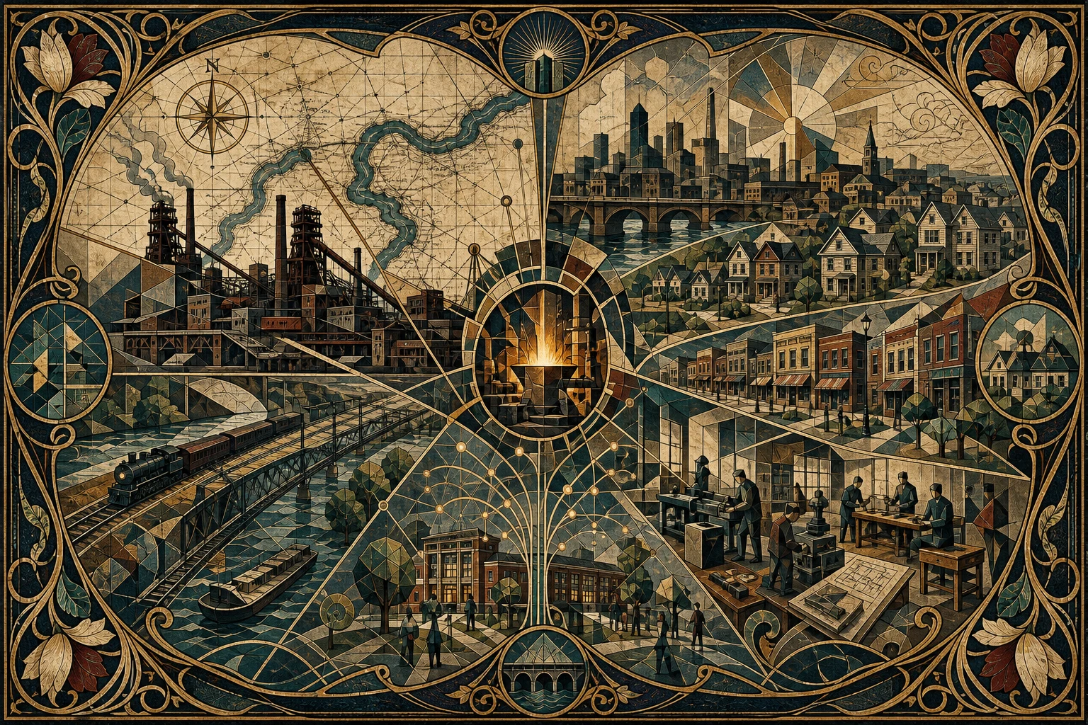 A resurgent postindustrial city connected through transportation, infrastructure, technology, neighborhoods, and industry